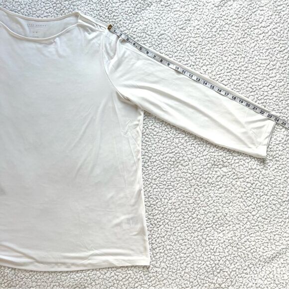 Susan Graver Off White Modern Essentials Liquid Knit Bateau Neck Top Size 4X - Picture 9 of 9